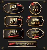 Retro vintage black and gold badges and labels collection vector