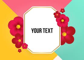 Text box with beautiful colorful flowers. Vector Illustration