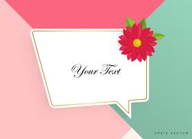 Text box with beautiful colorful flowers. Vector Illustration