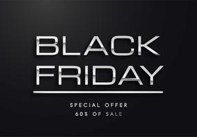 Black Friday silver letters vector illustration