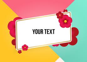 Text box with beautiful colorful flowers. Vector Illustration