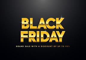 Black Friday gold letters vector illustration