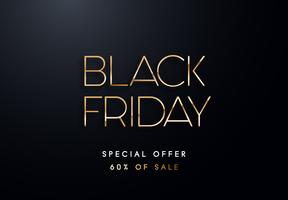 Black Friday gold letters vector illustration