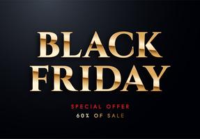 Black Friday gold letters vector illustration