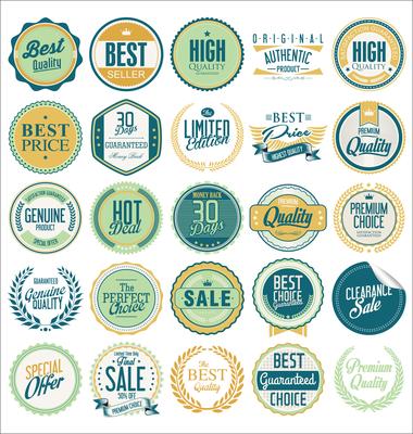 Collection of Premium Quality Labels with retro vintage design
