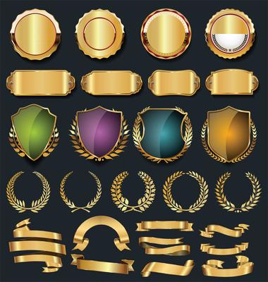 Luxury gold and silver design elements collection
