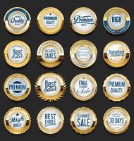 Golden retro labels badges frames and ribbons collection