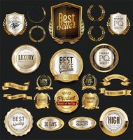 Golden retro labels badges frames and ribbons collection