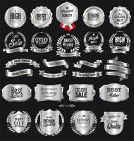 Retro silver badge vector illustration collection