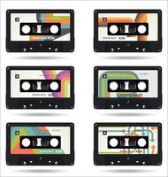 Retro vintage cassette tape flat concept vector illustration