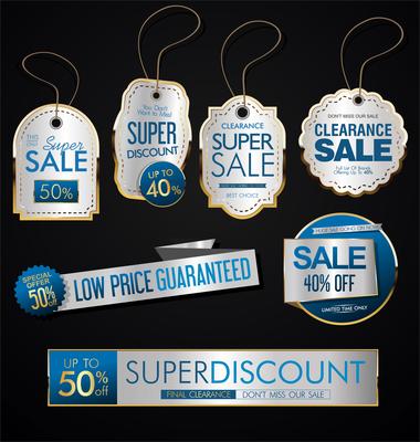 Vintage Style Sale Tags Design vector collection
