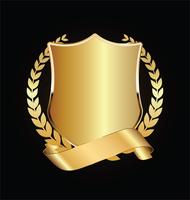 Gold and black shield with gold laurels vector