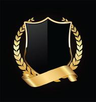 Gold and black shield with gold laurels vector