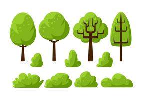 Tree Clipart Set Vector Illustration