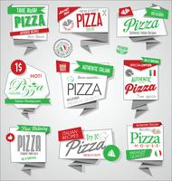 Colección de vectores de etiquetas de pizza y distintivos