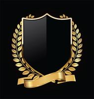 Gold and black shield with gold laurels vector