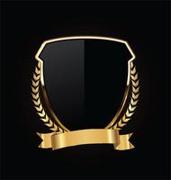 Gold and black shield with gold laurels vector