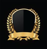 Gold and black shield with gold laurels vector