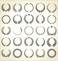 Collection of laurel wreath retro vintage vector illustration