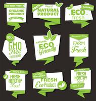 Natural organic products collection of labels vector