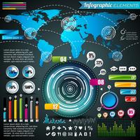 World map and information graphics