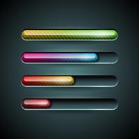 Vector shiny progress indicator set on a dark background.