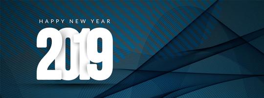 Plantilla de banner elegante feliz año nuevo 2019 vector