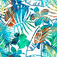 Seamless exotic pattern with tropical palm in bright color. vector