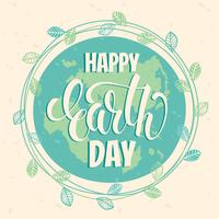 Earth Day concept with hand draw lettering. vector