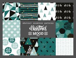 Christmas and New Year abstract geometric  ornamental seamless patterns. vector