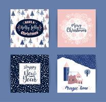 Set of artistic creative Merry Christmas and New Year cards. vector