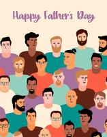 Feliz Día del Padre. Ilustración de vector con caras de hombres.