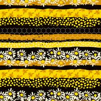 Seamless geometric pattern with bee. Modern abstract honey design. vector