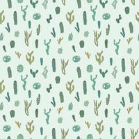 Vector seamless pattern with cactus. Repeated texture with green cacti.