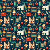 Latin American holiday, the June party of Brazil. Flat seamless pattern vector