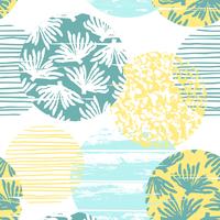 Trendy sea seamless pattern with hand texture and geometric elements. vector