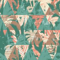 Trendy seamless exotic pattern with palm and geometric elements. vector