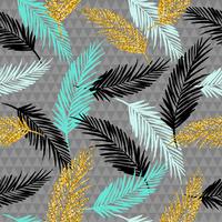 Seamless exotic pattern with palm leaf silhouettes. vector