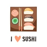 Sushi. Japanese food sushi roll vector illustration.