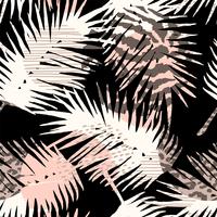 Abstract seamless pattern with animal print, tropical plants and geometric shapes. vector