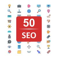 Conjunto de vectores SEO posicionamiento en buscadores iconos de optimización