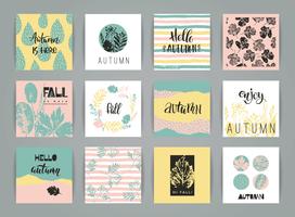 Set of artistic creative autumn cards. vector