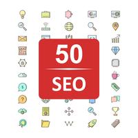 Conjunto de vectores SEO posicionamiento en buscadores iconos de optimización