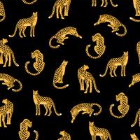 Sin fisuras patrón exótico con siluetas abstractas de leopardos. vector