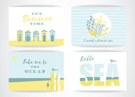 Set of summer cards with hand-drawing elements. vector