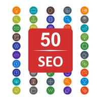 Conjunto de vectores SEO posicionamiento en buscadores iconos de optimización