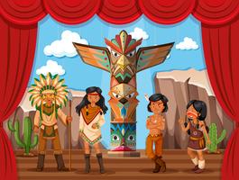 Native american tribe on stage vector