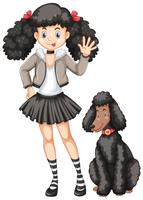 Little girl and poodle dog