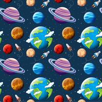 Seamless pattern planets and space vector