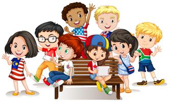 Grupo de niños internacional vector